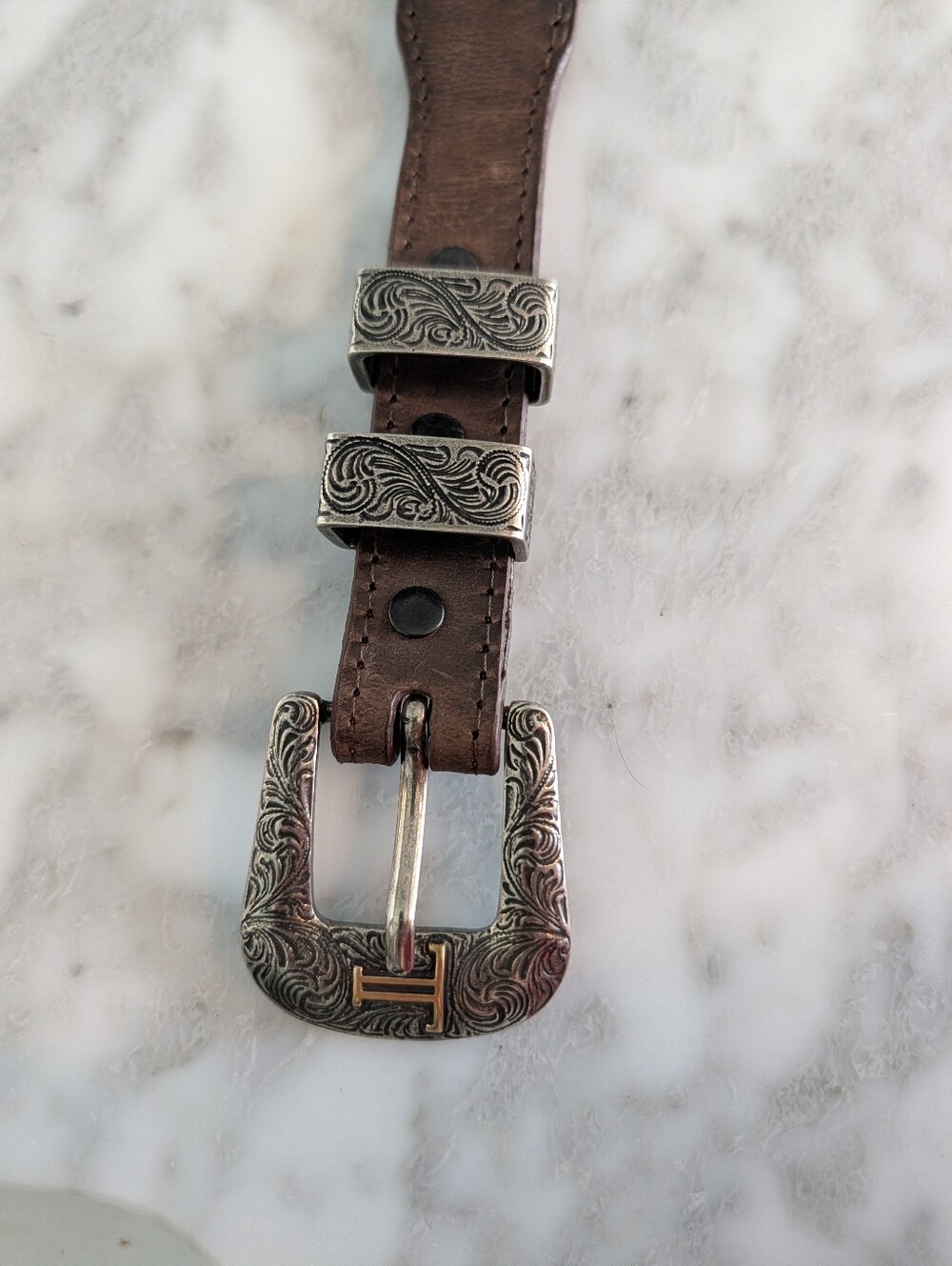 Lucchese Men's Chocolate Mad Dog Goat 1¼" Tapered Down To 1" Belt Size 40 - Picture 5 of 12